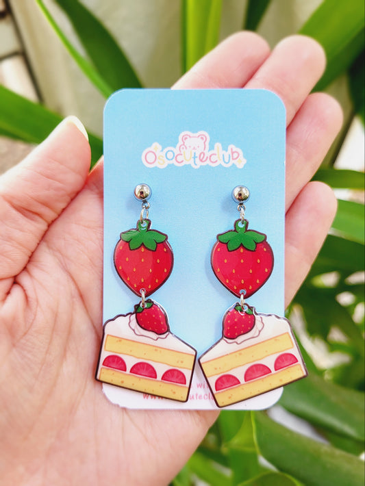 Strawberry Cake Drop Earrings