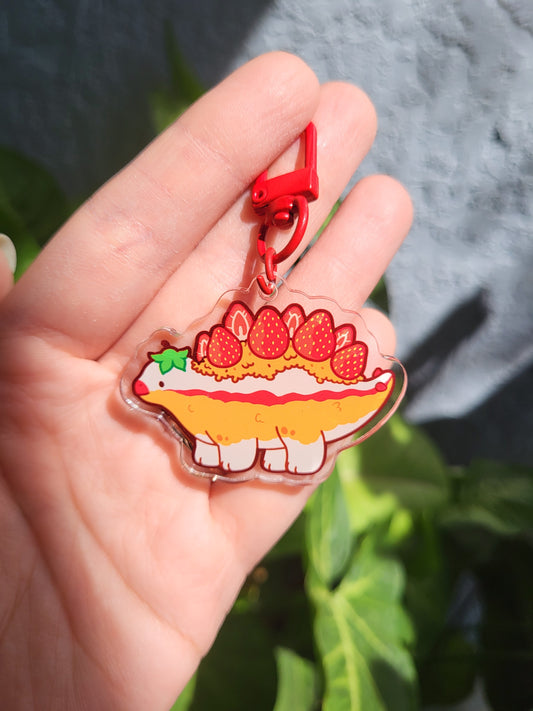 Strawberry Parfaitosaur Acrylic Keychain